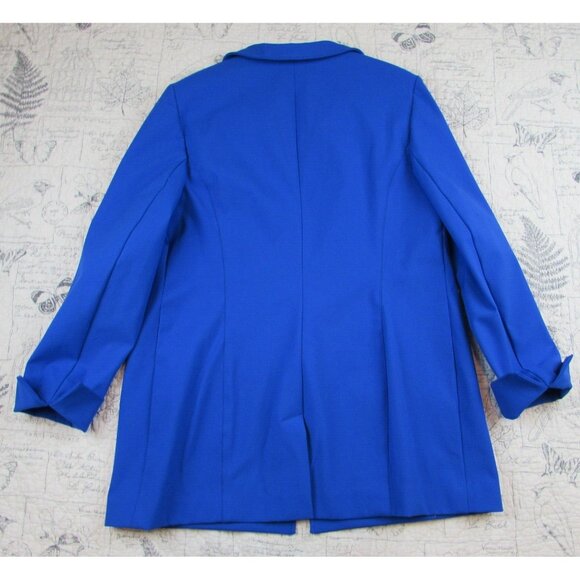 EUC NINA MCLEMORE Jacket Women Stretch cobalt blue Cotton Car Coat Blazer 18 - Picture 8 of 8